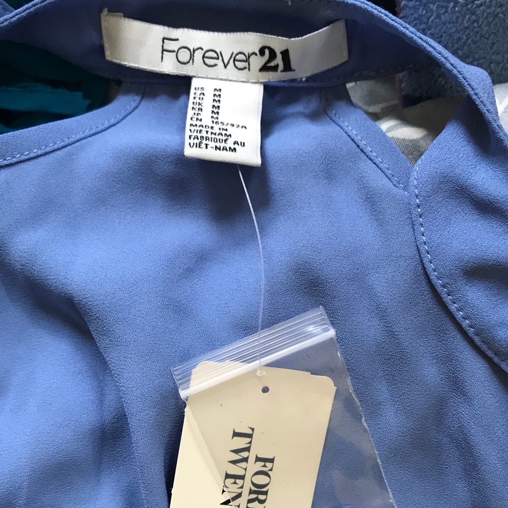 NWT Medium blue button up shirt with shoulder cuts